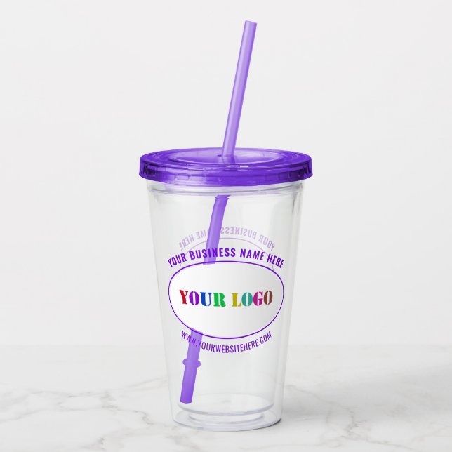 Custom Your Company Logo and Text Acrylic Tumbler (Back)