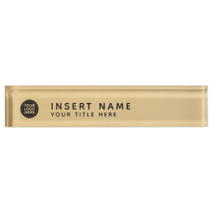 Custom Your Company Logo Golden Gradient Desk Name Plate