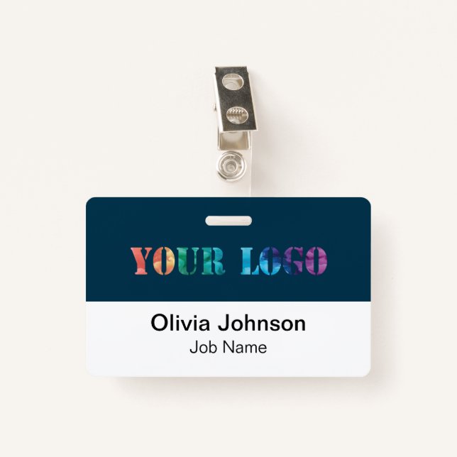 Custom your Company Logo Hard Plastic Name Badge (Front with Clip)