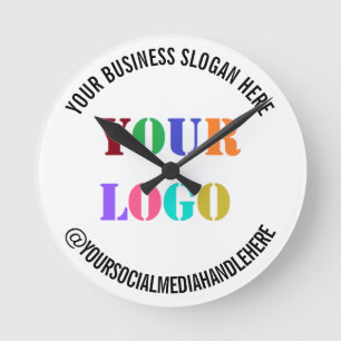 Custom Your Company Logo Name Social Media Clock
