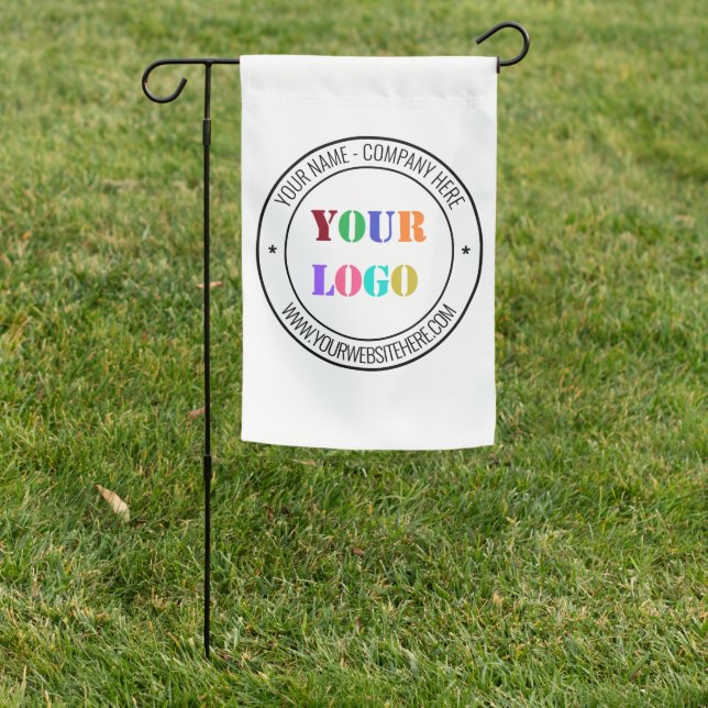 Custom Your Company Logo Text Business Garden Flag (In SItu)