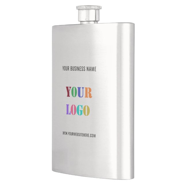 Custom Your Company Logo Text Business Gift Flask (Left)
