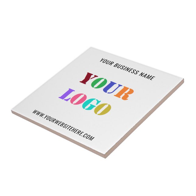 Custom Your Company Logo Text Ceramic Tile Gift (Side)