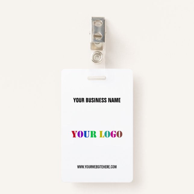 Custom Your Company Logo Text Name Business Badge (Front with Clip)
