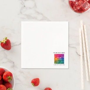 Custom Your Company Logo White Standard Cocktail Napkins