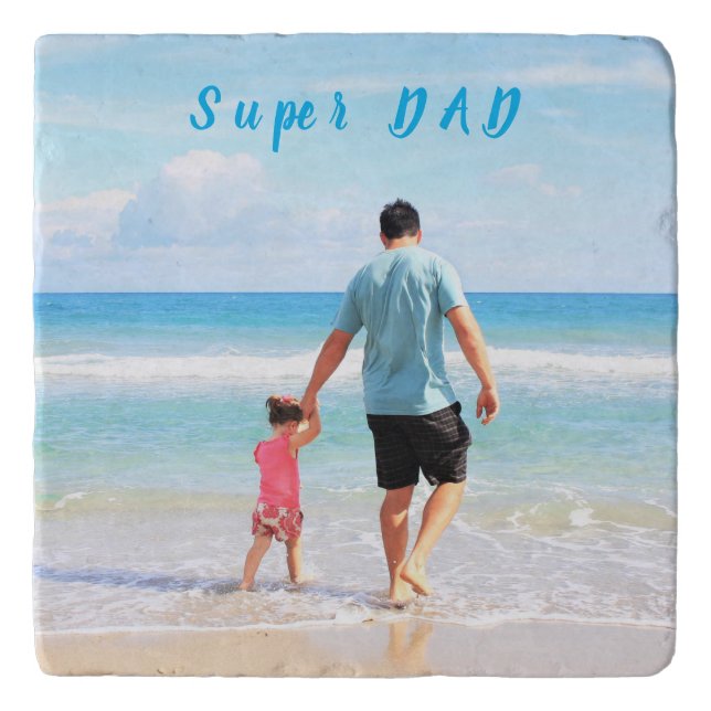 Custom Your Dad Photo Trivet with Text - Super Dad (Front)