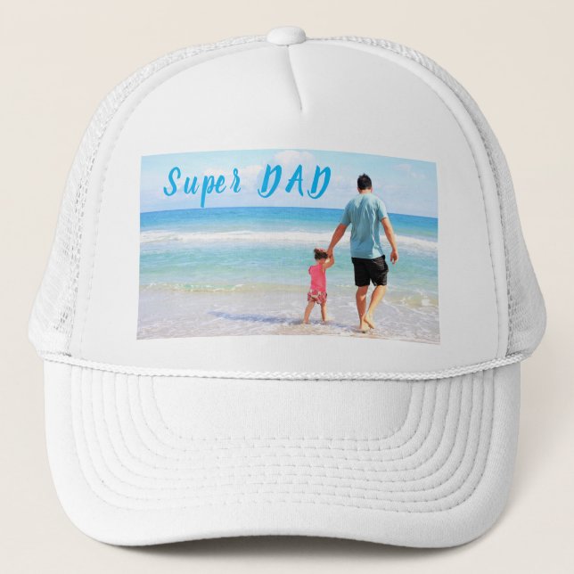 Custom Your Dad Photo Trucker Hat Gift with Text (Front)