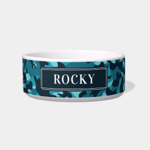 Custom Your Dog Name Personalize Bowl Blue Camo