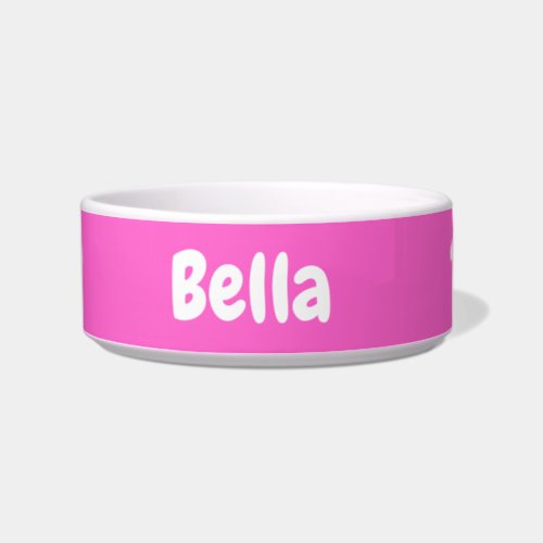 Custom your dog name Personalize pet bowl hot pink