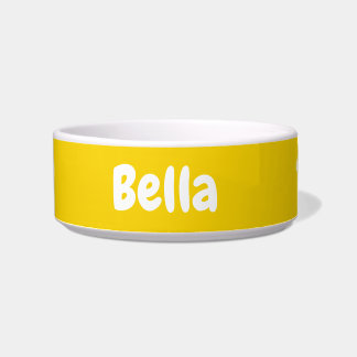 Custom Your Dog Name Pet Yellow Bowl