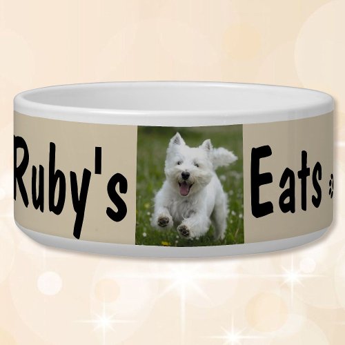 Custom Your Dogs Photo  Name Personalize Bowl