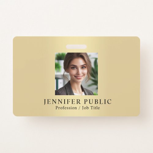 Custom Your Employee Photo Gold Color Template Badge