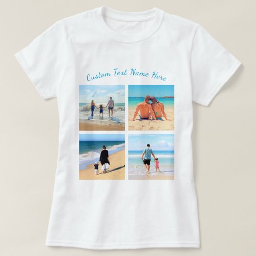 Custom Your Family Photo Collage T_Shirt with Text