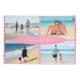 Custom Your Family Photo Collage Text Pillow Case