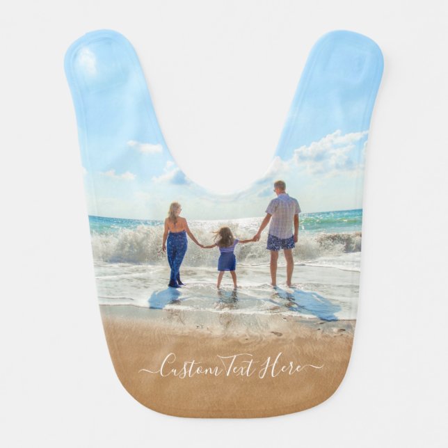 Custom Your Favorite Photo Baby Bib with Text (Front)