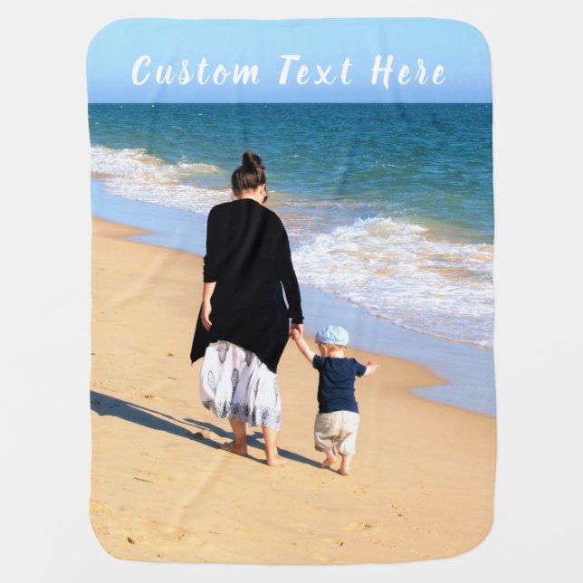 Custom Your Favorite Photo Baby Blanket with Text (Front)