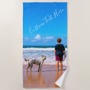 Custom Your Favorite Photo Beach Towel with Text