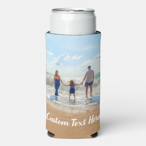 Custom Your Favorite Photo Can Cooler with Text