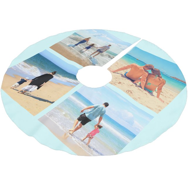 Custom Your Favorite Photo Collage Tree Skirt Gift (Angled)