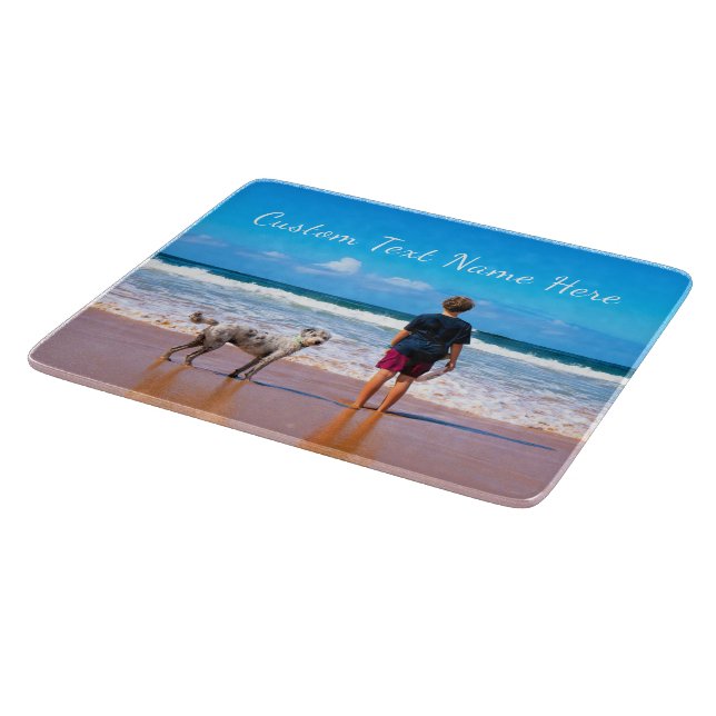 Custom Your Favorite Photo Cutting Board with Text (Corner)