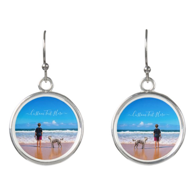 Custom Your Favorite Photo Earrings with Text (Front)