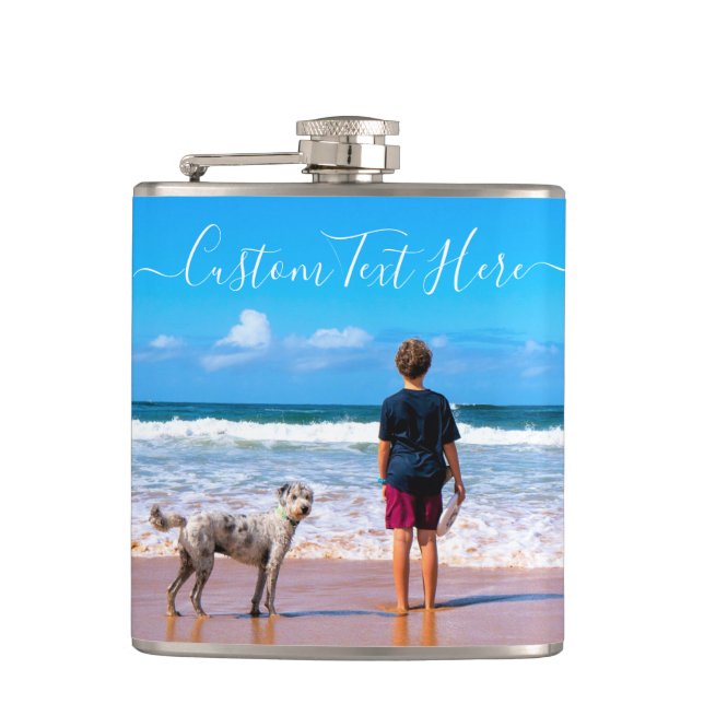 Custom Your Favorite Photo Flask Gift with Text (Front)