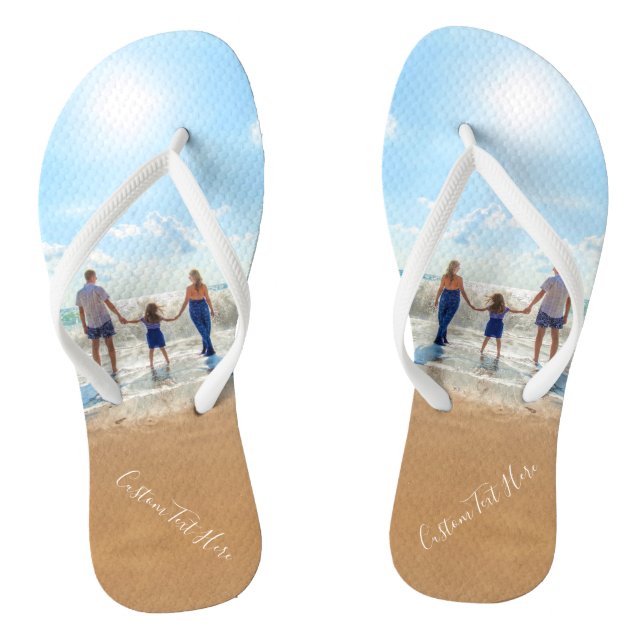Custom Your Favorite Photo Flip Flops with Text (Footbed)