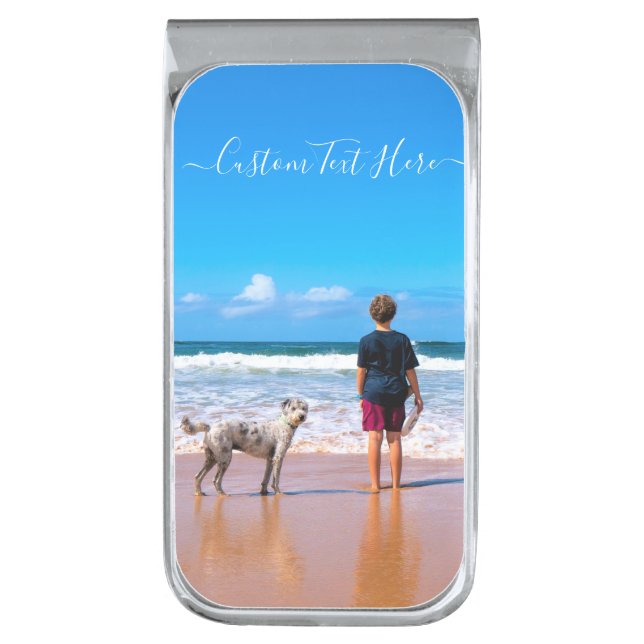 Custom Your Favorite Photo Money Clip with Text (Front Vertical)