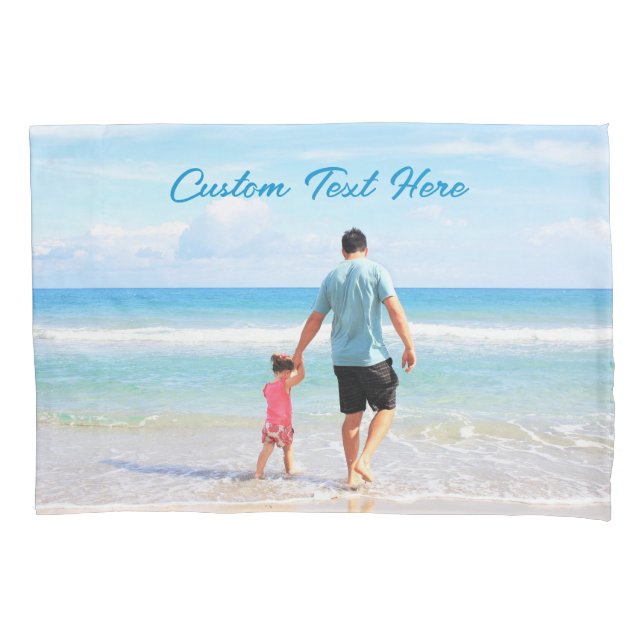 Custom Your Favorite Photo Pillow Case with Text (Front)
