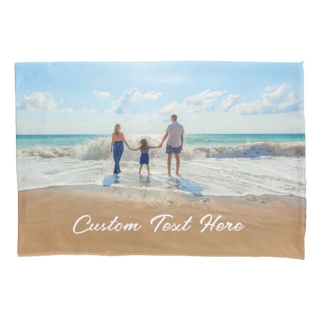 Custom Your Favorite Photo Pillow Case with Text (Front)