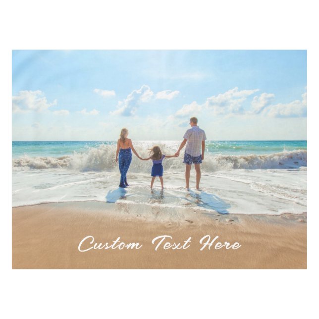 Custom Your Favorite Photo Tablecloth with Text (Front (Horizontal))