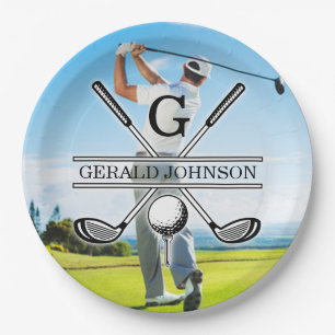 Custom Your Image Golf Monogram Design Paper Plates