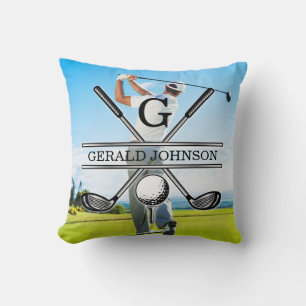 Custom Your Image Golf Monogram Design Throw Pillow