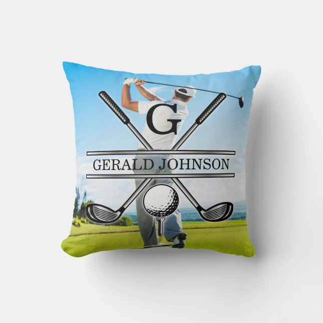 Custom Your Image Golf Monogram Design Throw Pillow (Front)