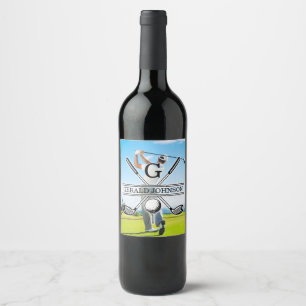 Custom Your Image Golf Monogram Design Wine Label