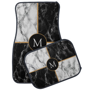 Custom Your Letter Car Floor Mat Marble Design