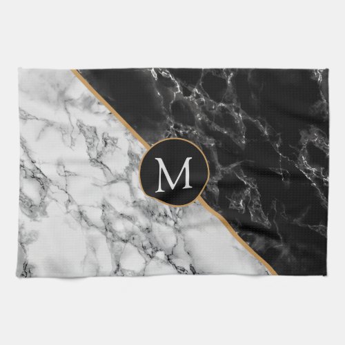 Custom Your Letter Kitchen Towel Marble Design
