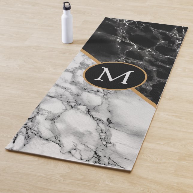 Custom Your Letter Monogram Yoga Mat Gift Marble (In Situ)