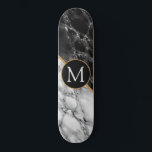 Custom Your Letter Skateboard Marble Stone<br><div class="desc">Personalized Black White Marble Stone Skateboard - Add Your Letter / or Year - Age / Number / More</div>