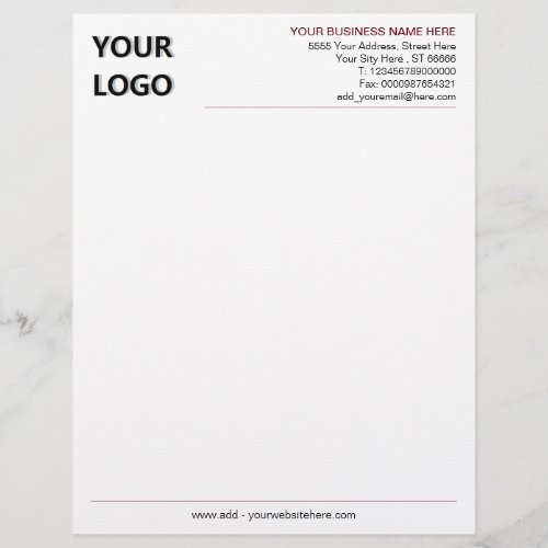 Custom Your Logo and Text Info Business Letterhead