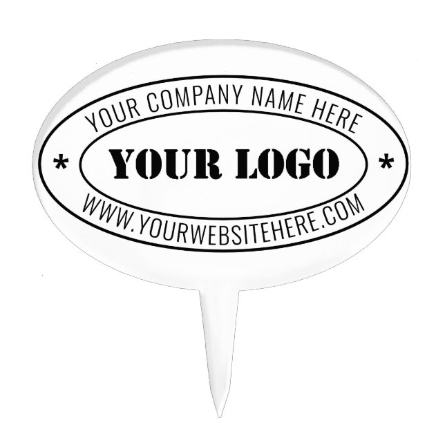 Custom Your Logo and Text Stamp Cake Topper (Front)