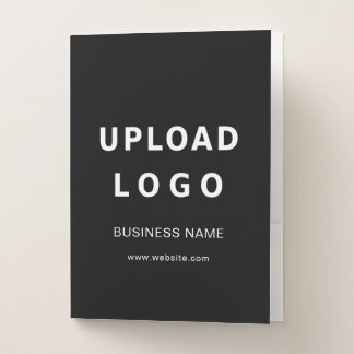 Custom Your Logo, Business Name and website Black Pocket Folder
