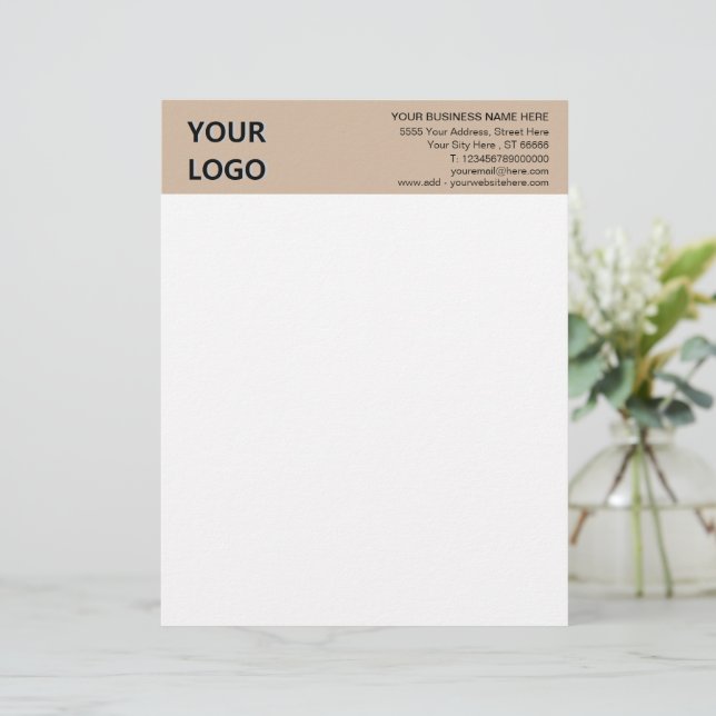 Custom Your Logo Business Name Info Letterhead (Standing Front)
