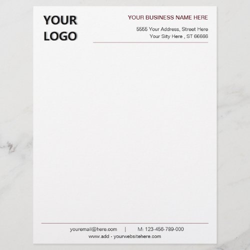 Custom Your Logo Name Address Info Letterhead