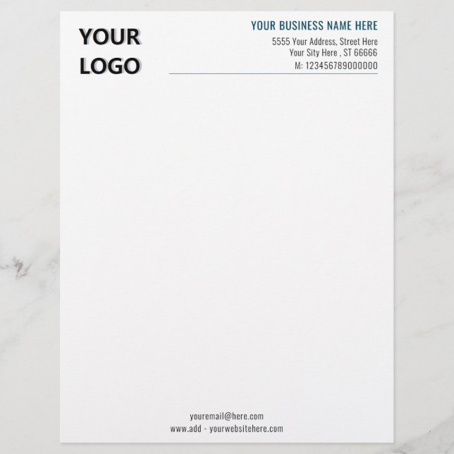 Custom Your Logo Name Address Info Letterhead (Front)