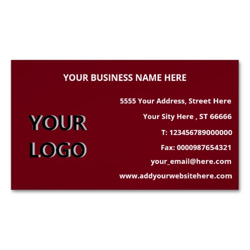 Custom Your Logo Name Info Business Card Magnet