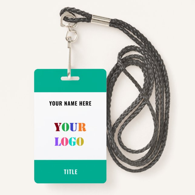 Custom Your Logo Name Personalized Business Badge (Front with Lanyard)