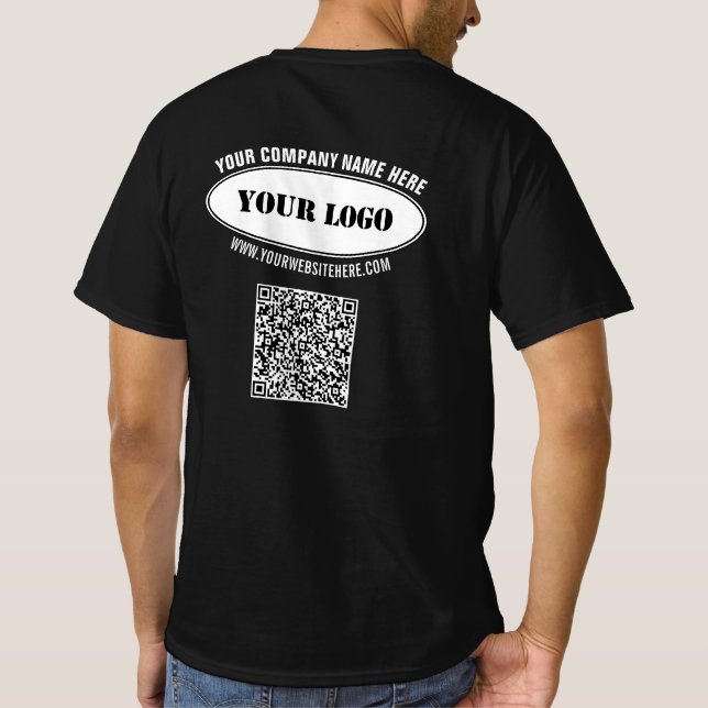 Custom Your Logo Text and QR Code Business T-Shirt (Back)