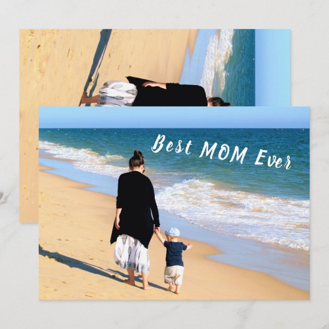 Custom Your Mom Photo Mother's Day Card with Text (Front/Back)