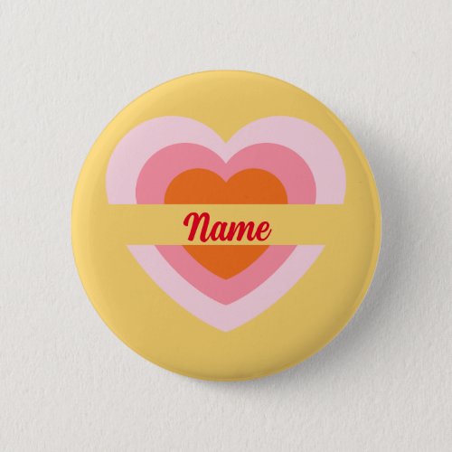 Custom Your Name Badge Pin Pink Personalized Heart